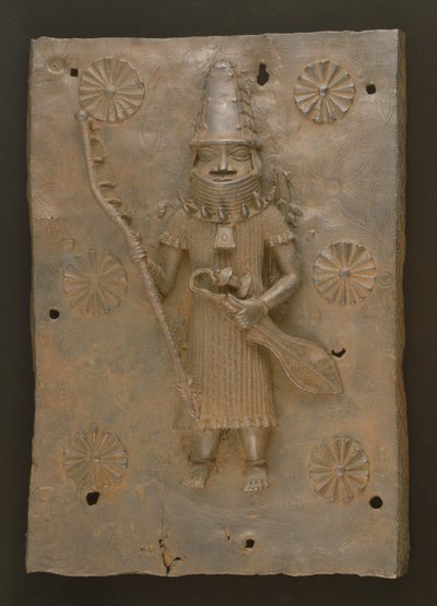 Commemorative Plaque Depicting Warrior, Benin, Nigeria by Culture Edo
