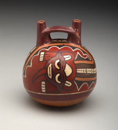 Double-Spout Bottle: Deity with Feline Head by Culture Nazca