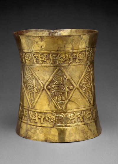 Crown Depicting Rulers or Gods Holding Ceremonial Staffs, 800-1350 AD by Culture Sicán