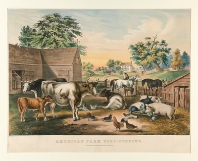American Farm Yard - Evening by Currier and Ives