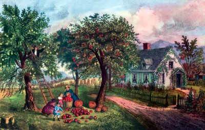 American Homestead in Autumn, 1869 by Currier and Ives