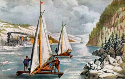 Ice Boat Race on the Hudson River, 19th century by Currier and Ives