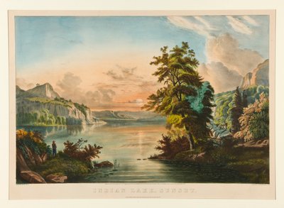 Indian Lake - Sunset by Currier and Ives