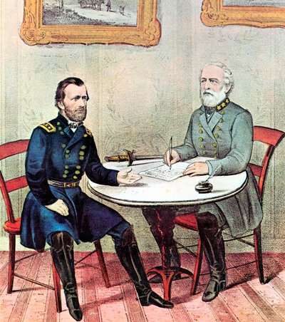 Meeting of Generals Grant and Lee, American Civil War, 1865 by Currier and Ives