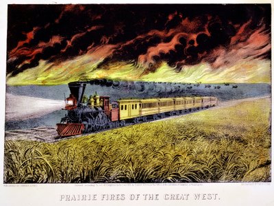 Prairie Fires of the Great West, USA, 1871 by Currier and Ives