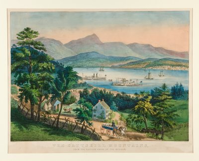 The Catskill Mountains from the eastern shore of the Hudson by Currier and Ives
