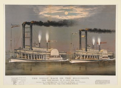 The Great Race on the Mississippi from New Orleans to St. Louis 1210 Miles by Currier and Ives