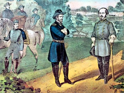 The surrender of Confederate forces in North Carolina, American Civil War, 1865 by Currier and Ives