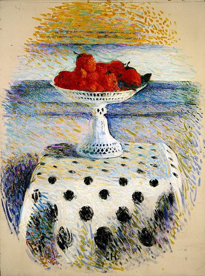 A Berlin Porcelain Bowl with Strawberries by Curt Herrmann