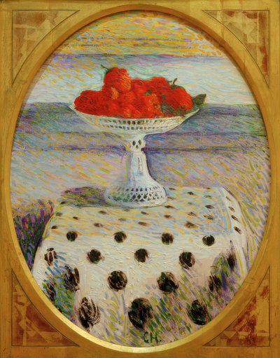 Still Life with Strawberries in Pierced Porcelain Bowl by Curt Herrmann
