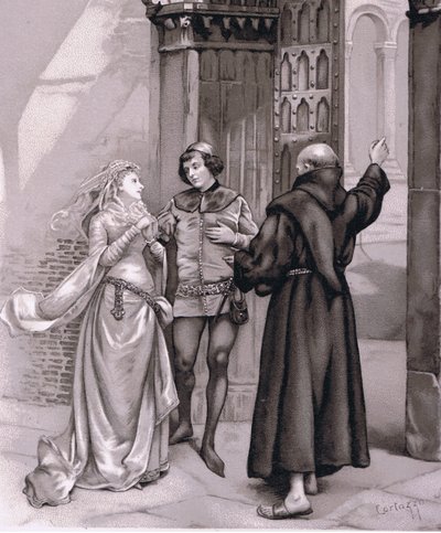 Enter Friar Laurence and Romeo (illustration from Romeo and Juliet) by Curtazzo Curtazzo