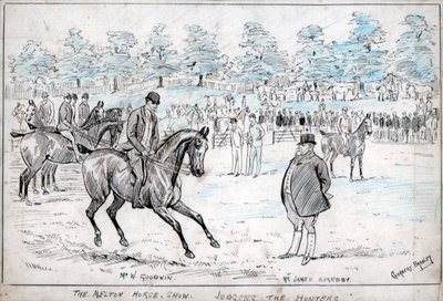 The Melton horse show, judging the hunters, c1880-1940 by Cuthbert Bradley