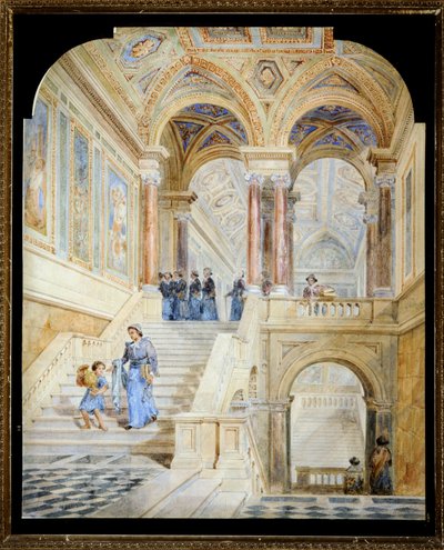 Design for the interior staircase of Leeds Town Hall by Cuthbert Brodrick