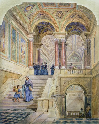 Design for the staircase of Leeds Town Hall, 1853-58 by Cuthbert Brodrick