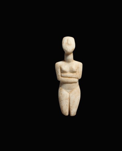 Reclining female figure, early Spedos variety, Early Cycladic II, c.2600-2500 BC by Cycladic Cycladic
