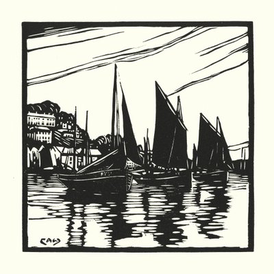 Fishing Boats and Barges: Cornish Drifters, Looe by Cyril A. Wilkinson