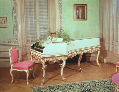 Room with the harpsichord used by Mozart in Prague by Czech School
