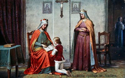 The Education of Saint Wenceslaus by His Grandmother Ludmilla, Early Twentieth Century Postcard by Czech School