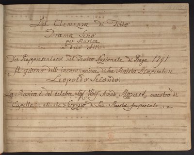 Title page of the score La Clemenza di Tito by Czech School