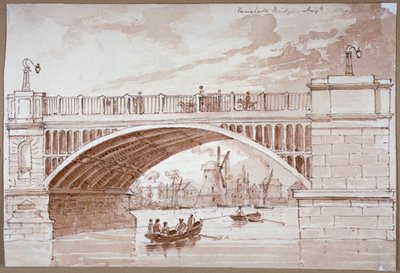 View of a Small Boat Passing Underneath Vauxhall Bridge, London by DHC