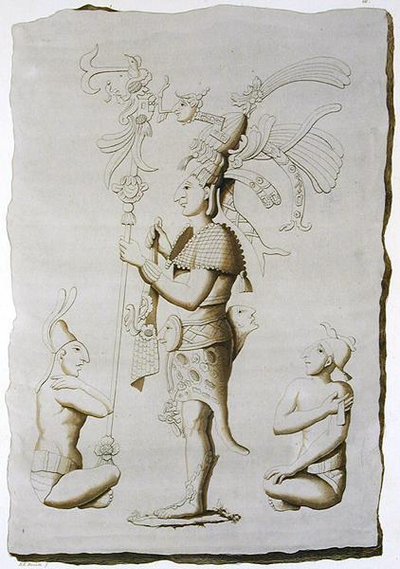 A King, Sculpture from the Palace, Palenque, Chiapas, Mexico by D.K. (after) Bonatti