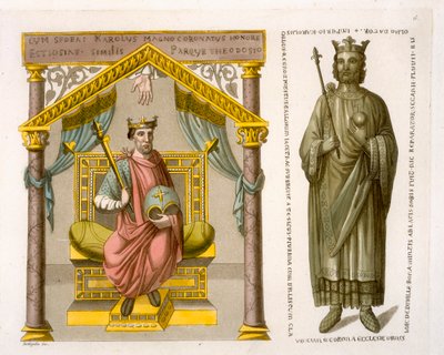 HRE Charles II (the Bald) on the Throne, After a Manuscript in the Colberg Library, Plate 6 from 
