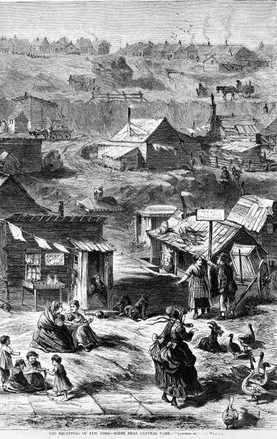 The Squatters of New York - Scene near Central Park, from Harper