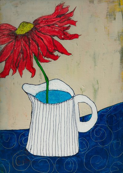 Folk Art Flower Pitcher by Dale Hefer