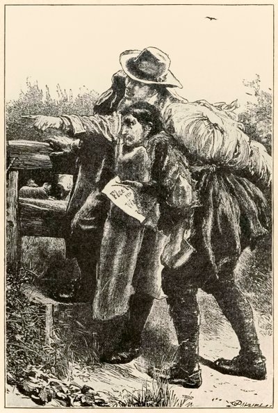 Evangelist points the way (from The Pilgrims Progress by John Bunyan, illustration by Thomas Dalziel) by Dalziel Brothers