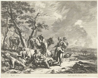 Noon: Shepherd Family Resting with Flock by Dancker Danckerts