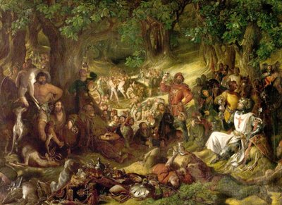 Robin Hood and His Merry Men Entertaining Richard the Lionheart in Sherwood Forest by Daniel Maclise