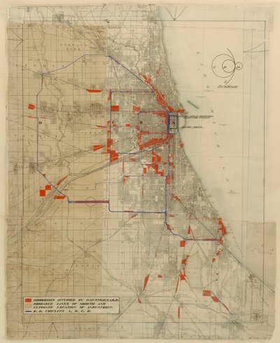 Plan of Chicago, Chicago, Illinois, Railroad Circuits Diagram by Daniel Burnham