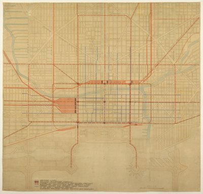 Plate 80 from The Plan of Chicago, 1909: Chicago. Diagram of City Center, Showing the Proposed by Daniel Burnham