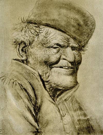 Head Study of a Smiling Farmer by Daniel Dumonstier or Dumoustier