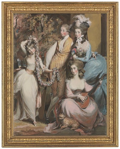 A Full Length Portrait of Mary Sturt of Crichel (1740-1807) Standing with Her Three Eldest Children, Diana, Mary and Humphry by Daniel Gardner