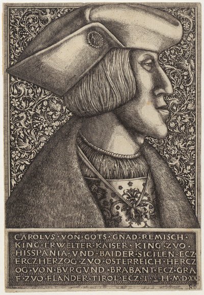 Portrait of Emperor Charles V, from "Opera Hopferiana [...]" by Daniel Hopfer