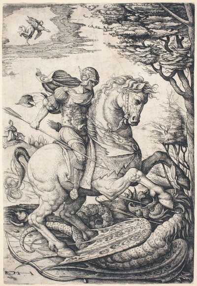 Saint George on Horseback Slaying the Dragon by Daniel Hopfer