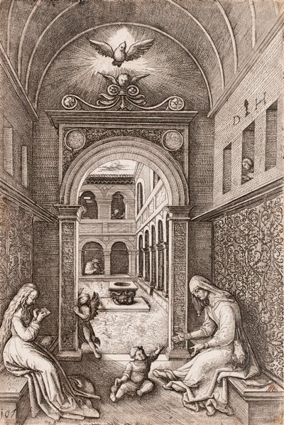 Virgin Mary, Infant Jesus and St. Anne by a Portal by Daniel Hopfer