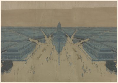 View of the Proposed Civic Center Plaza and Buildings, The 1909 Plan of Chicago by Daniel Hudson Burnham