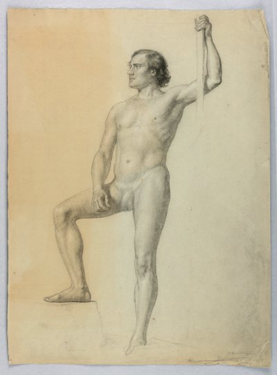 Male Nude with One Foot on a Step by Daniel Huntington