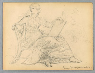Study of Seated Woman for National Academy of Design Tympanum by Daniel Huntington