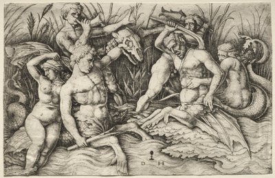 Two Tritons Fighting - Battle of the Sea Gods (right portion) by Daniel I Hopfer