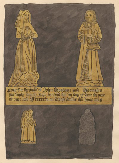 Brass Plate for John and Tomasina Goodyere from Teddington Church by Daniel Lysons