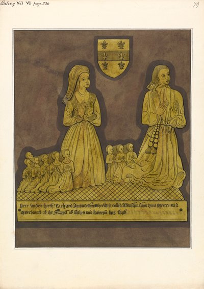 Brass Plate for Richard Amondesham and His Wife Katherine, Ealing Church by Daniel Lysons