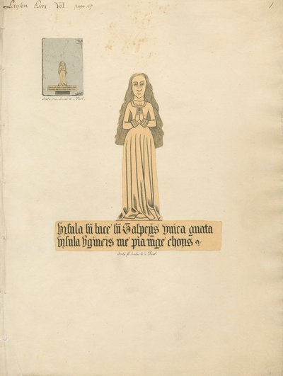 Brass Plate of a Woman from Layton Church by Daniel Lysons