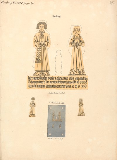 Brass Plate to Thomas and Alicia Broke, Parish Church of St. Margaret, Barking by Daniel Lysons