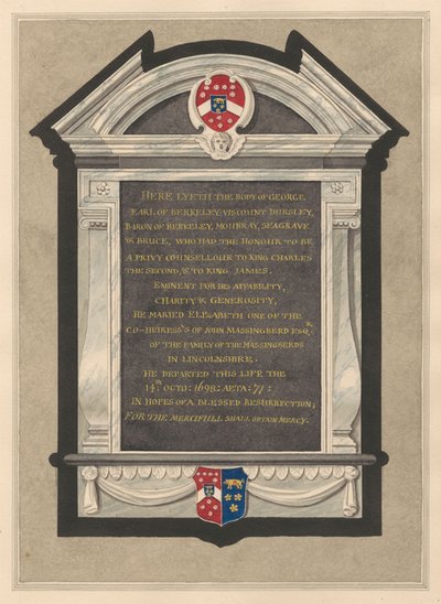 Memorial of George, Earl of Berkeley from Cranford Church by Daniel Lysons