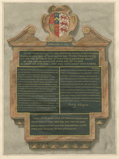 Memorial of Mrs. Mary Skippon from Acton Church by Daniel Lysons