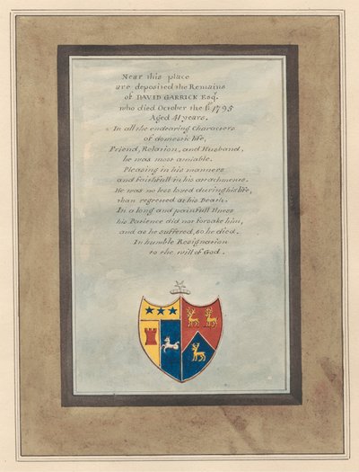 Memorial to David Garrick from Hampton Church by Daniel Lysons