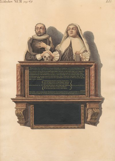 Memorial to Francis Poulton from Twickerham Church by Daniel Lysons